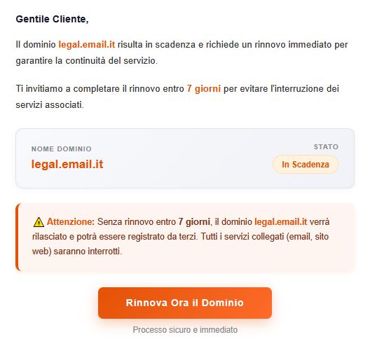 esempio truffa scadenza PEC